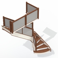 019-Лестница Г-образная со стеклянным заграждением